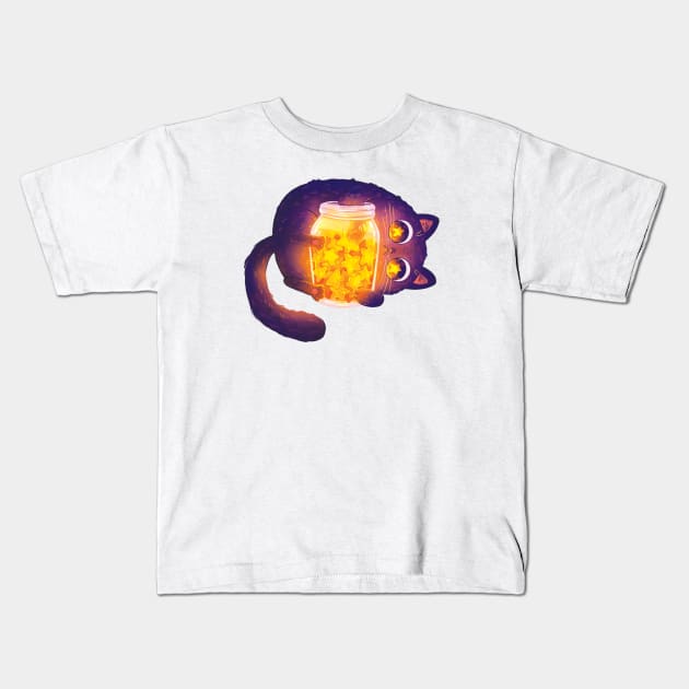 Star Collector Kitty Kids T-Shirt by MichelleScribbles